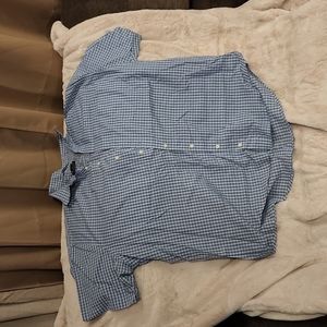 Men's Blue Plaid Short Sleeve Button Down Shirt